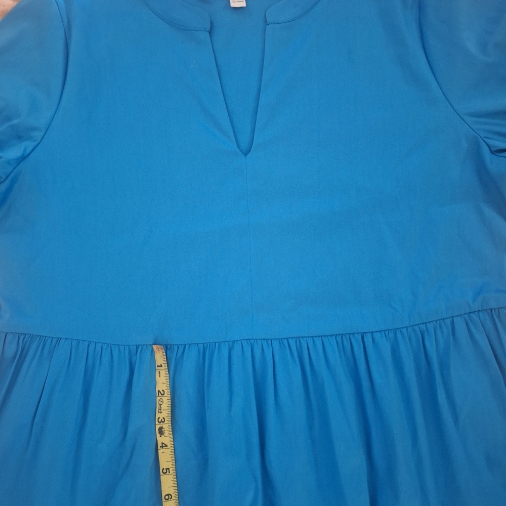 Chico's Elegant Blue Women Dress, Short sleeves with pockets . Size 8 - Picture 2 of 7